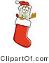 Illustration of a Cartoon Light Switch Mascot Wearing a Santa Hat Inside a Red Christmas Stocking by Mascot Junction