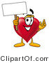 Illustration of a Cartoon Love Heart Mascot Holding a Blank Sign by Mascot Junction
