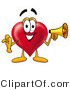 Illustration of a Cartoon Love Heart Mascot Holding a Megaphone by Mascot Junction