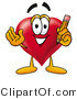 Illustration of a Cartoon Love Heart Mascot Holding a Pencil by Mascot Junction