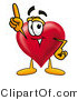 Illustration of a Cartoon Love Heart Mascot Pointing Upwards by Mascot Junction