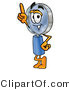 Illustration of a Cartoon Magnifying Glass Mascot Pointing Upwards by Mascot Junction