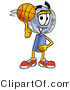 Illustration of a Cartoon Magnifying Glass Mascot Spinning a Basketball on His Finger by Mascot Junction