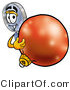 Illustration of a Cartoon Magnifying Glass Mascot Standing with a Christmas Bauble by Mascot Junction