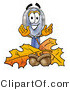 Illustration of a Cartoon Magnifying Glass Mascot with Autumn Leaves and Acorns in the Fall by Mascot Junction