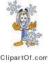 Illustration of a Cartoon Magnifying Glass Mascot with Three Snowflakes in Winter by Mascot Junction