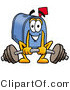 Illustration of a Cartoon Mailbox Lifting a Heavy Barbell by Mascot Junction