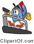 Illustration of a Cartoon Mailbox Walking on a Treadmill in a Fitness Gym by Mascot Junction