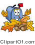 Illustration of a Cartoon Mailbox with Autumn Leaves and Acorns in the Fall by Mascot Junction