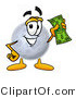 Illustration of a Cartoon Moon Mascot Holding a Dollar Bill by Mascot Junction