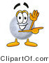Illustration of a Cartoon Moon Mascot Waving and Pointing by Mascot Junction