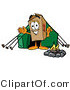 Illustration of a Cartoon Packing Box Mascot Camping with a Tent and Fire by Mascot Junction