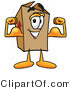 Illustration of a Cartoon Packing Box Mascot Flexing His Arm Muscles by Mascot Junction