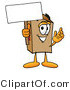 Illustration of a Cartoon Packing Box Mascot Holding a Blank Sign by Mascot Junction