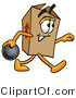 Illustration of a Cartoon Packing Box Mascot Holding a Bowling Ball by Mascot Junction