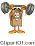 Illustration of a Cartoon Packing Box Mascot Holding a Heavy Barbell Above His Head by Mascot Junction