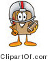 Illustration of a Cartoon Packing Box Mascot in a Helmet, Holding a Football by Mascot Junction