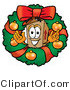 Illustration of a Cartoon Packing Box Mascot in the Center of a Christmas Wreath by Mascot Junction