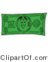 Illustration of a Cartoon Packing Box Mascot on a Dollar Bill by Mascot Junction