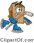 Illustration of a Cartoon Packing Box Mascot Playing Ice Hockey by Mascot Junction