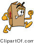 Illustration of a Cartoon Packing Box Mascot Running by Mascot Junction