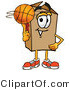 Illustration of a Cartoon Packing Box Mascot Spinning a Basketball on His Finger by Mascot Junction