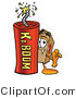 Illustration of a Cartoon Packing Box Mascot Standing with a Lit Stick of Dynamite by Mascot Junction