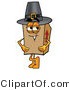 Illustration of a Cartoon Packing Box Mascot Wearing a Pilgrim Hat on Thanksgiving by Mascot Junction