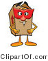 Illustration of a Cartoon Packing Box Mascot Wearing a Red Mask over His Face by Mascot Junction
