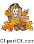 Illustration of a Cartoon Packing Box Mascot with Autumn Leaves and Acorns in the Fall by Mascot Junction