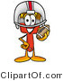 Illustration of a Cartoon Paint Brush Mascot in a Helmet, Holding a Football by Mascot Junction