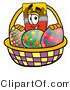Illustration of a Cartoon Paint Brush Mascot in an Easter Basket Full of Decorated Easter Eggs by Mascot Junction
