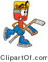 Illustration of a Cartoon Paint Brush Mascot Playing Ice Hockey by Mascot Junction