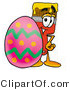 Illustration of a Cartoon Paint Brush Mascot Standing Beside an Easter Egg by Mascot Junction