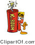 Illustration of a Cartoon Paint Brush Mascot Standing with a Lit Stick of Dynamite by Mascot Junction
