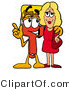 Illustration of a Cartoon Paint Brush Mascot Talking to a Pretty Blond Woman by Mascot Junction