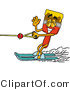 Illustration of a Cartoon Paint Brush Mascot Waving While Water Skiing by Mascot Junction