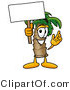 Illustration of a Cartoon Palm Tree Mascot Holding a Blank Sign by Mascot Junction