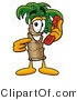 Illustration of a Cartoon Palm Tree Mascot Holding a Telephone by Mascot Junction