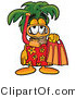 Illustration of a Cartoon Palm Tree Mascot in Orange and Red Snorkel Gear by Mascot Junction