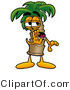 Illustration of a Cartoon Palm Tree Mascot Whispering and Gossiping by Mascot Junction