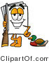 Illustration of a Cartoon Paper Mascot Duck Hunting, Standing with a Rifle and Duck by Mascot Junction