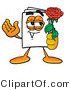 Illustration of a Cartoon Paper Mascot Holding a Red Rose on Valentines Day by Mascot Junction