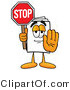 Illustration of a Cartoon Paper Mascot Holding a Stop Sign by Mascot Junction