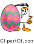 Illustration of a Cartoon Paper Mascot Standing Beside an Easter Egg by Mascot Junction