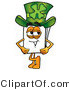 Illustration of a Cartoon Paper Mascot Wearing a Saint Patricks Day Hat with a Clover on It by Mascot Junction