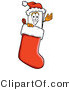 Illustration of a Cartoon Paper Mascot Wearing a Santa Hat Inside a Red Christmas Stocking by Mascot Junction