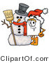 Illustration of a Cartoon Paper Mascot with a Snowman on Christmas by Mascot Junction