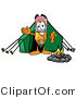 Illustration of a Cartoon Pencil Mascot Camping with a Tent and Fire by Toons4Biz