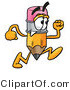 Illustration of a Cartoon Pencil Mascot Running by Mascot Junction
